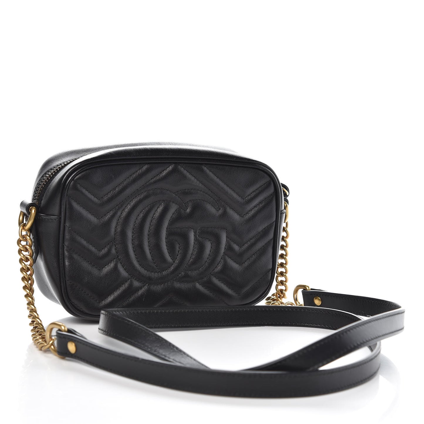 Calfskin Matelasse Mini GG Marmont Chain Shoulder Bag Black