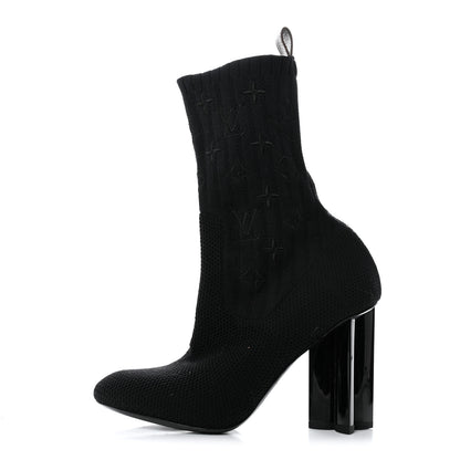 Louis Vuitton Monogram Stretch Fabric Silhouette Ankle Boots 36 Black 1 of 7