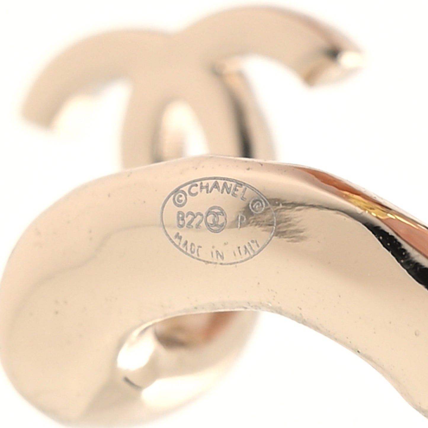 Metal Lambskin Chain CC Cuff Earrings Gold