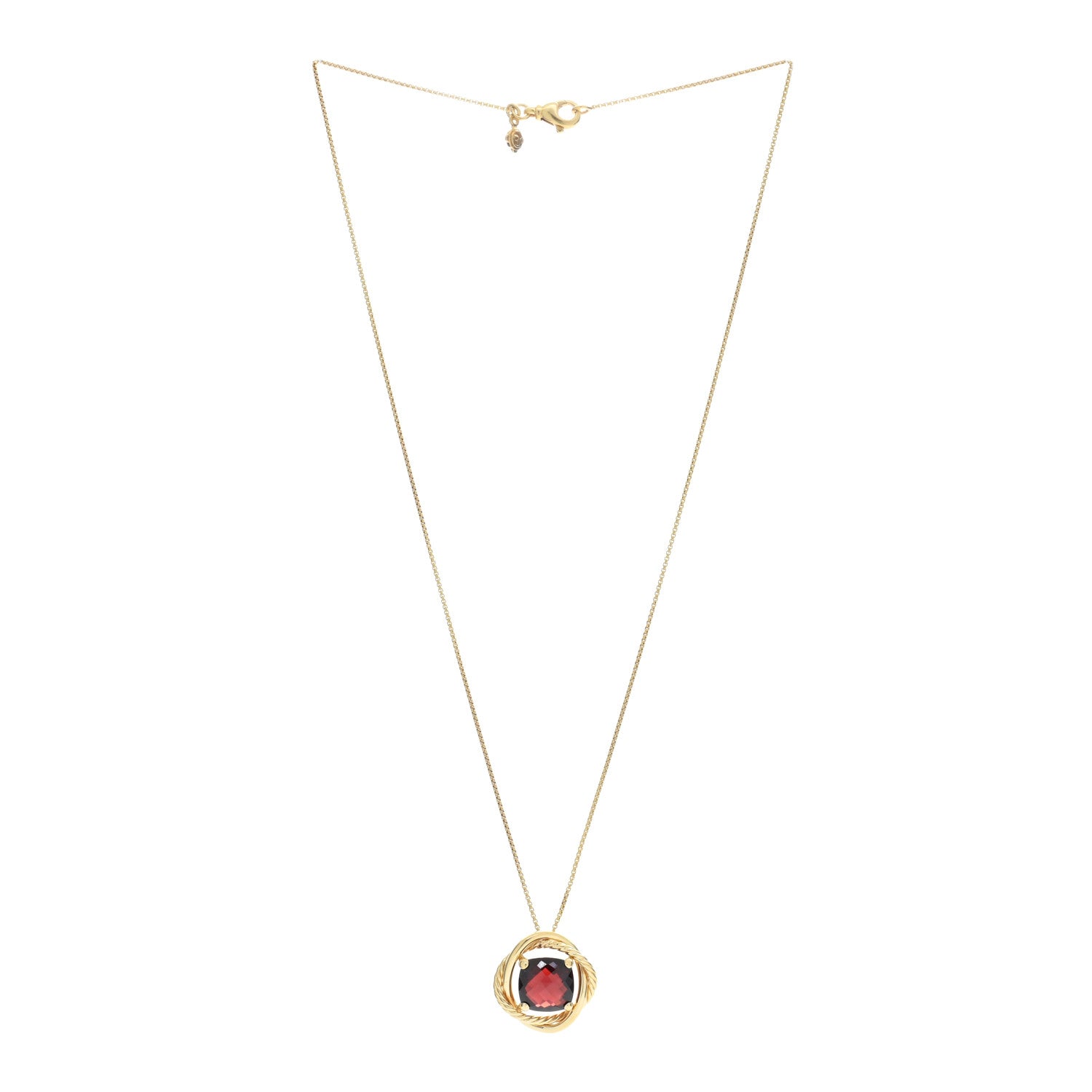 David Yurman 18K Yellow Gold Garnet 14mm Infinity Pendant Necklace 2 of 4