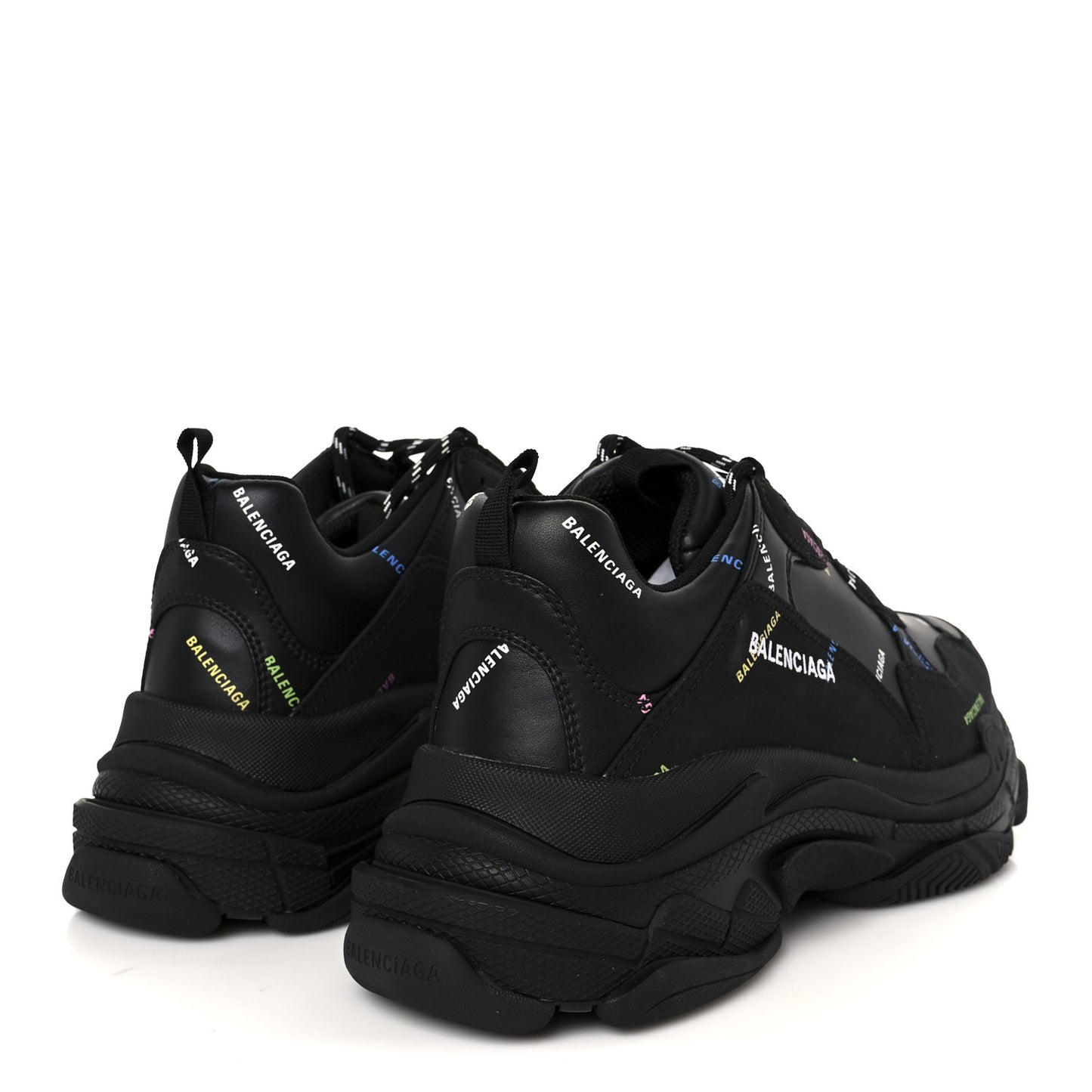 Technical Fabric Allover Logo Mens Triple S Sneakers 44 Black Multicolor