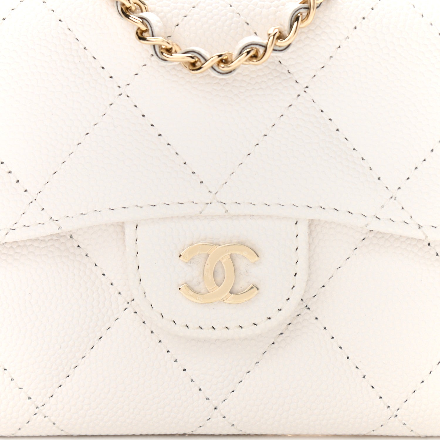 Chanel Caviar Quilted Flap Card Holder On Chain White 8 of 11