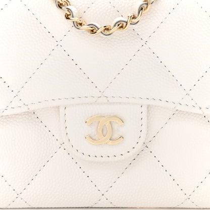 Chanel Caviar Quilted Flap Card Holder On Chain White 8 of 11