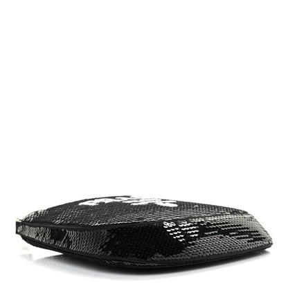 Prada Paillettes Sequin Logo Cleo Adjustable Strap Shoulder Bag Black White 4 of 10