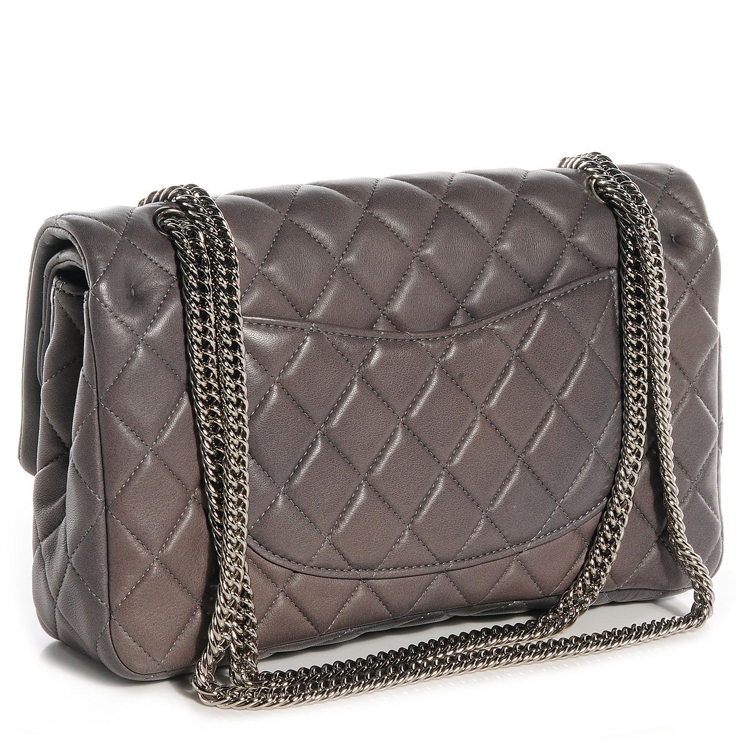 Chanel Lambskin Medium Double Flap w Bijoux Chain Grey 3 of 10