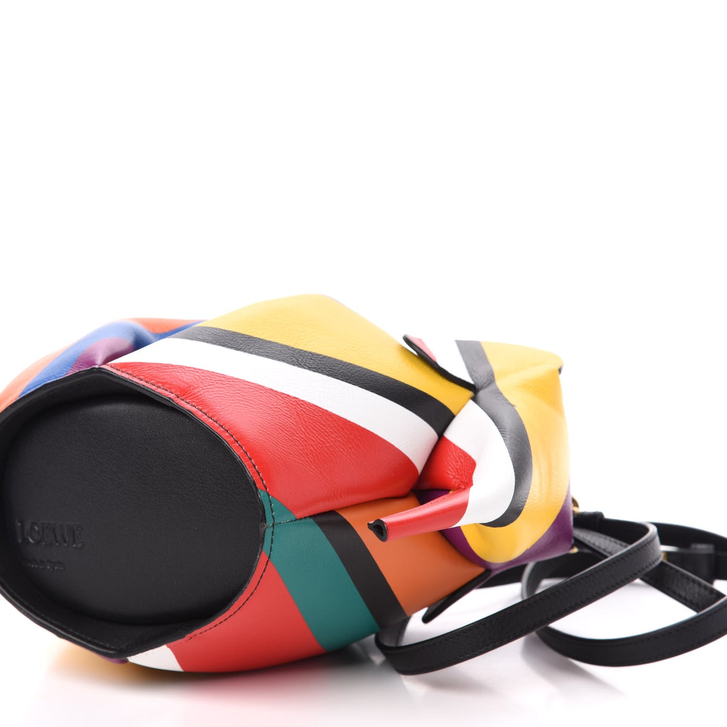 Calfskin Mini Striped Elephant Crossbody Bag Multicolor