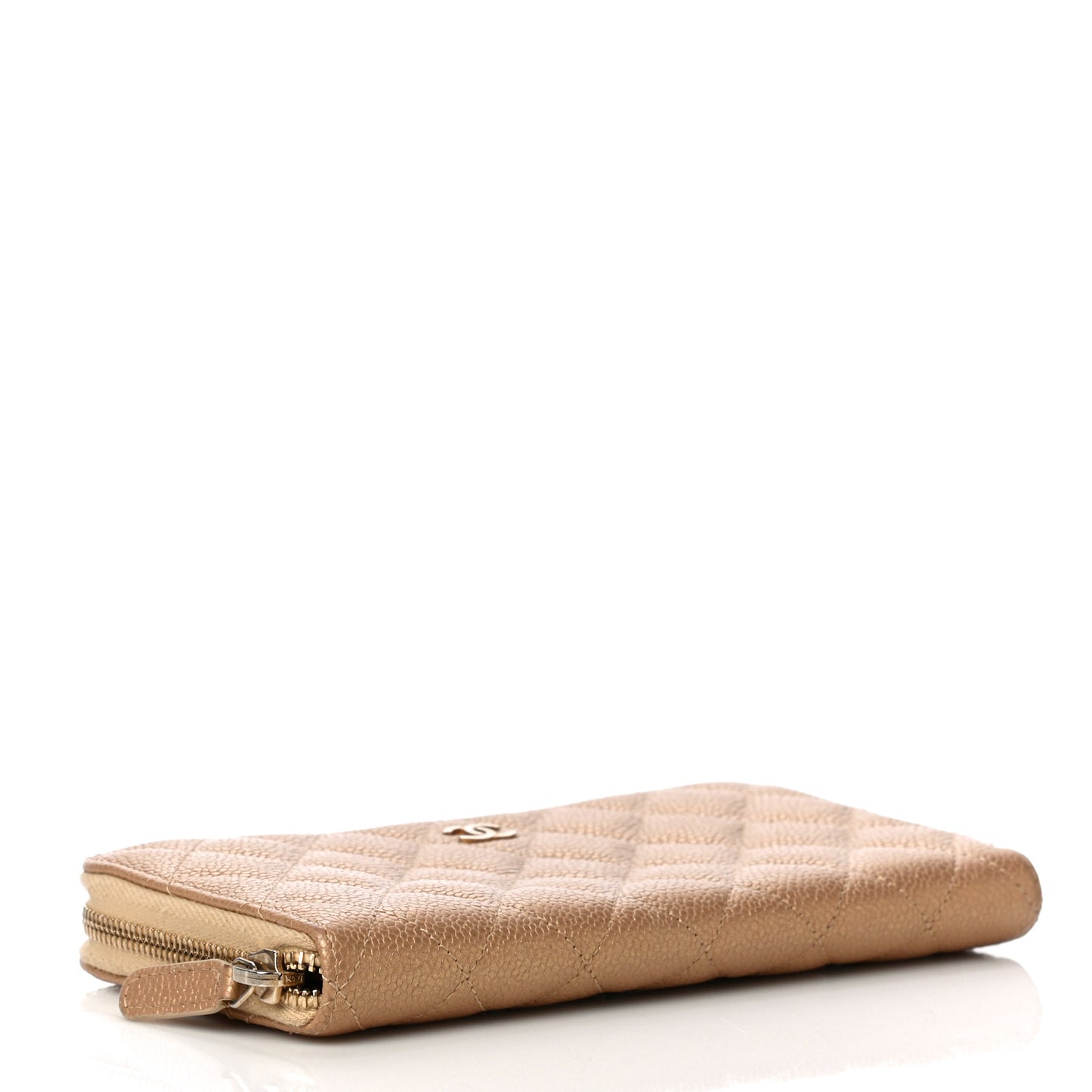 Pearly Caviar Quilted Large Gusset Zip Around Wallet Gold