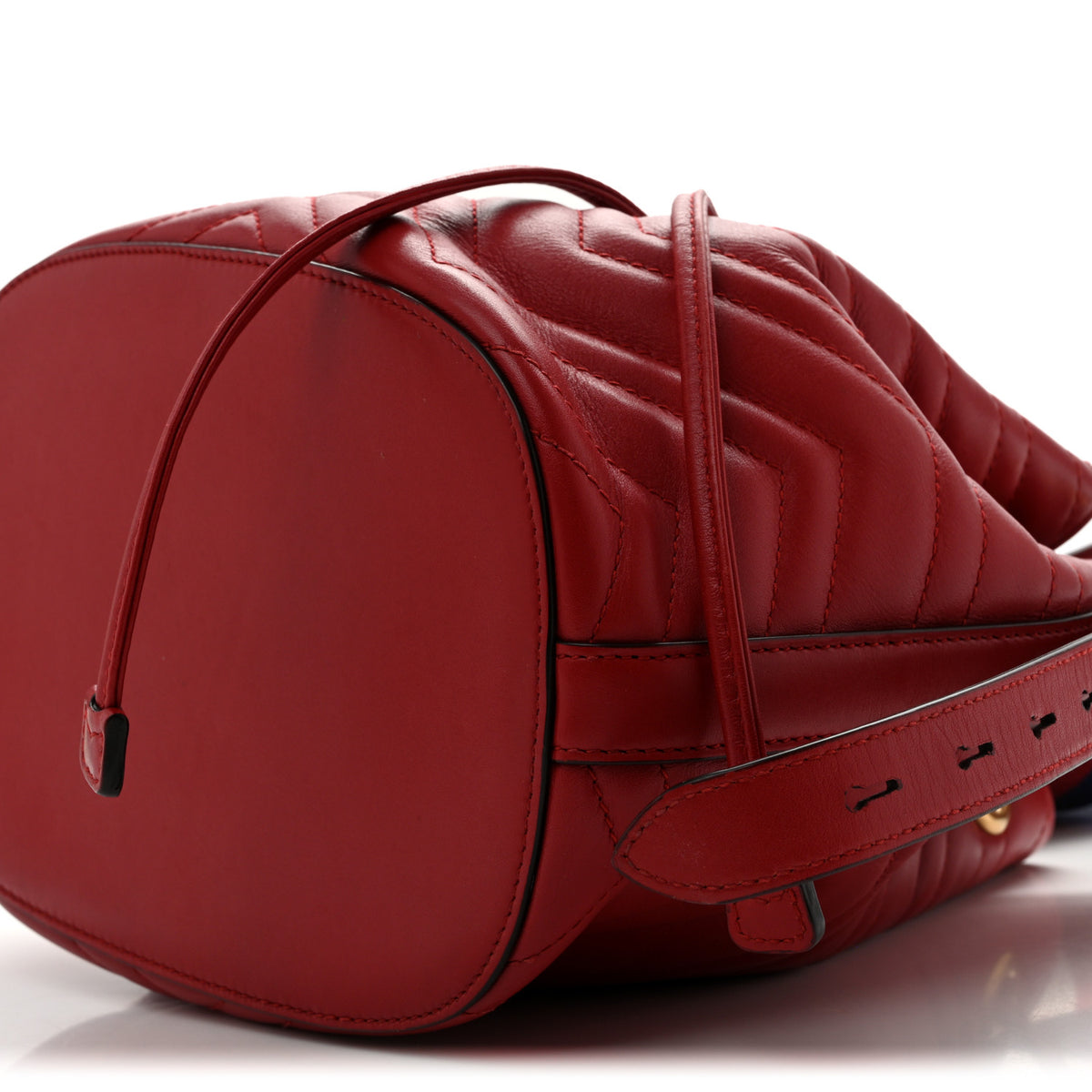 Gucci Calfskin Matelasse Sylvie Web GG Marmont Bucket Bag Hibiscus Red 10 of 14