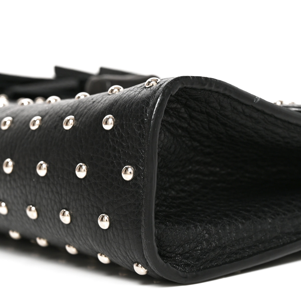 Calfskin Studded Medium Miss Bamboo Shoulder Bag Black