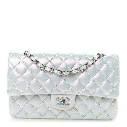 Chanel Iridescent Calfskin Quilted Medium Double Flap Light Blue 1 of 11