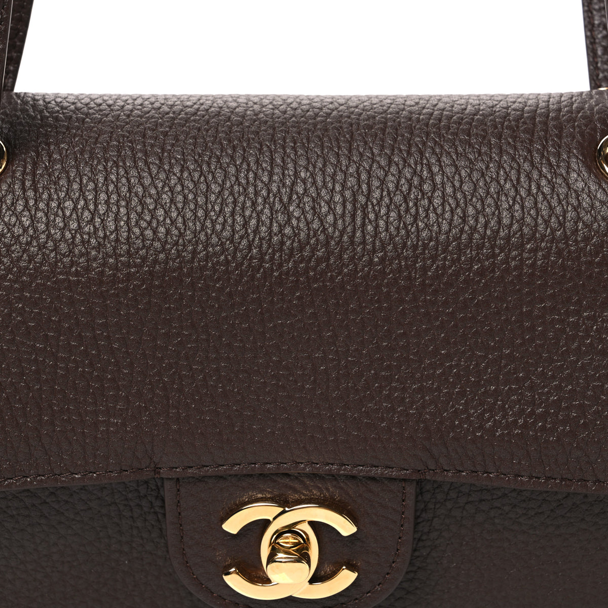 Grained Calfskin Mini Souplissimo Maxi Flap Dark Brown