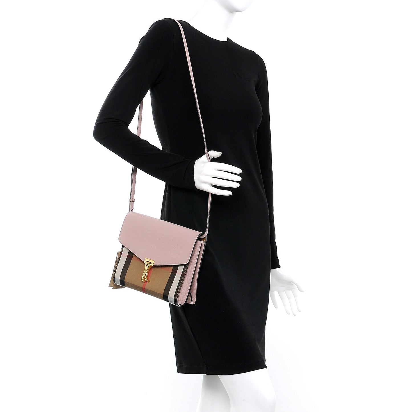 Derby Calfskin House Check Small Macken Crossbody Bag Pale Orchid