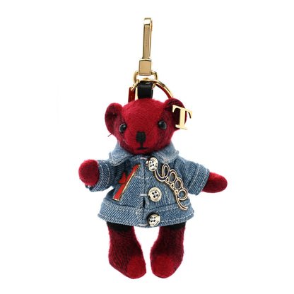 Burberry Cashmere Denim Jacket Thomas Bear Bag Charm Red 1 of 7