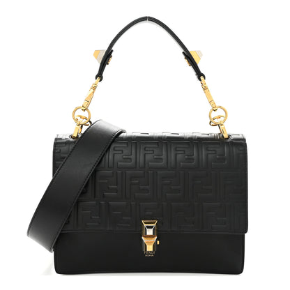 Fendi Vitello Liberty FF 1974 Embossed Kan I Shoulder Bag Black 1 of 12