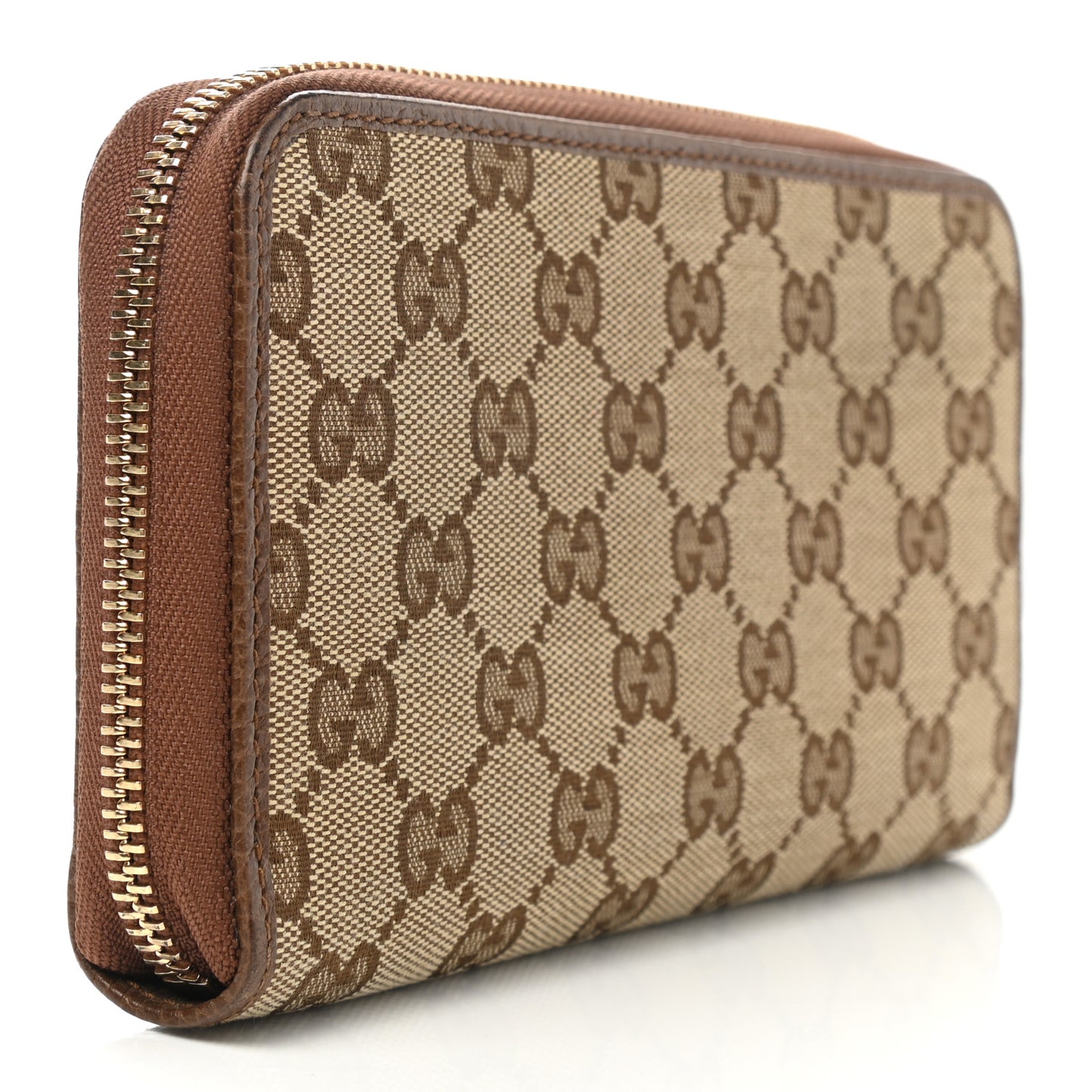 Monogram Dollar Calfskin Zip Around Wallet Beige Ebony Tabacco