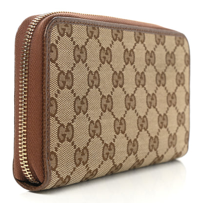 Gucci Monogram Dollar Calfskin Zip Around Wallet Beige Ebony Tabacco 3 of 8