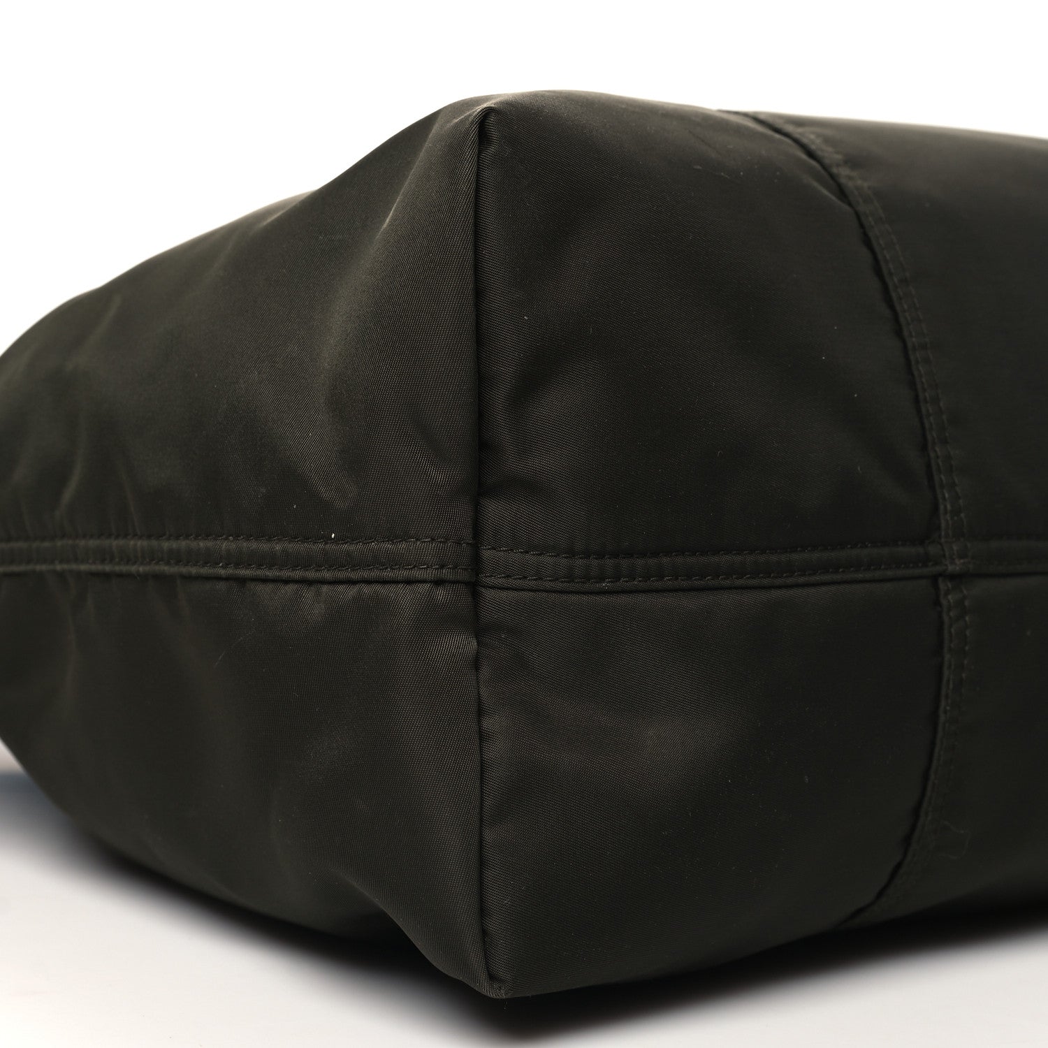 Prada Tessuto Nylon Glace Calfskin Etiquette Tote Militare Black 8 of 9