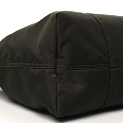 Prada Tessuto Nylon Glace Calfskin Etiquette Tote Militare Black 8 of 9