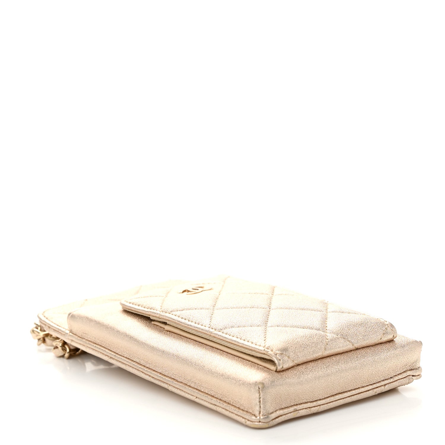 Chanel Metallic Lambskin Quilted Zip Phone Case Gold 4 of 12