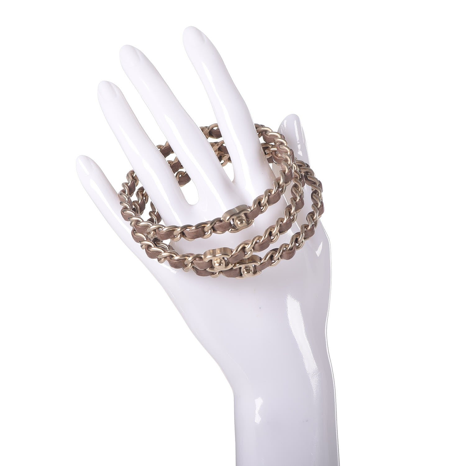 Chanel Lambskin Chain CC Bangle Bracelets M Set of 3 Gold 2 of 5