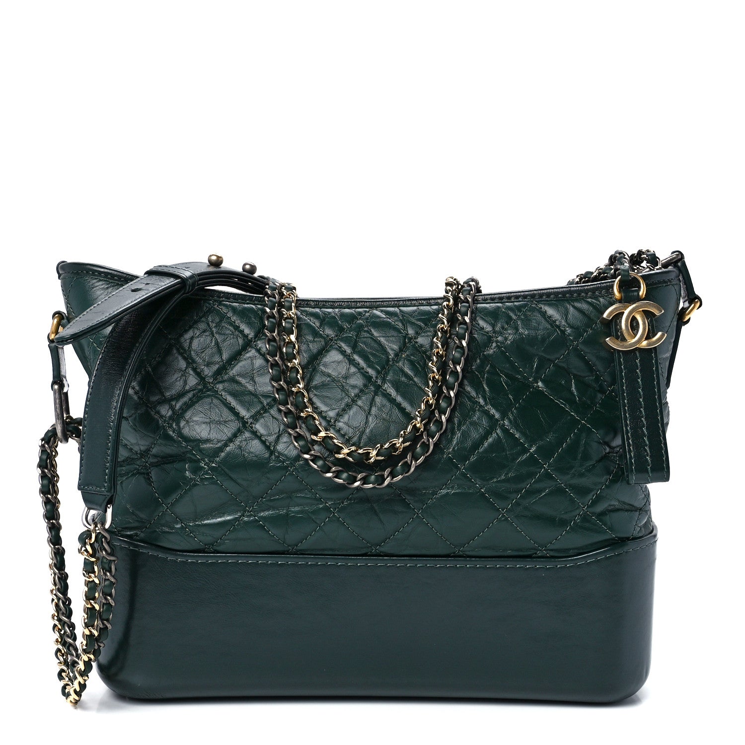 Chanel Aged Calfskin Quilted Medium Gabrielle Hobo Dark Green 1 of 10