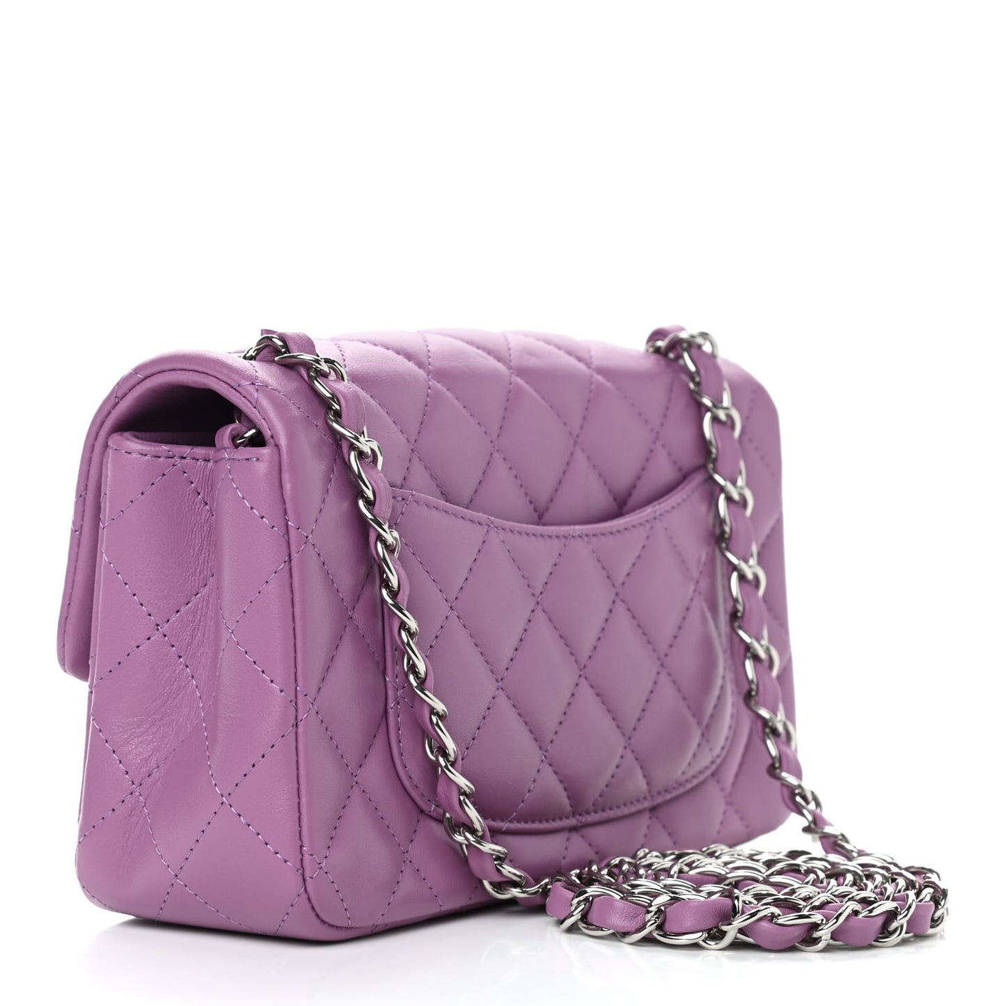 Lambskin Quilted Mini Rectangular Flap Purple