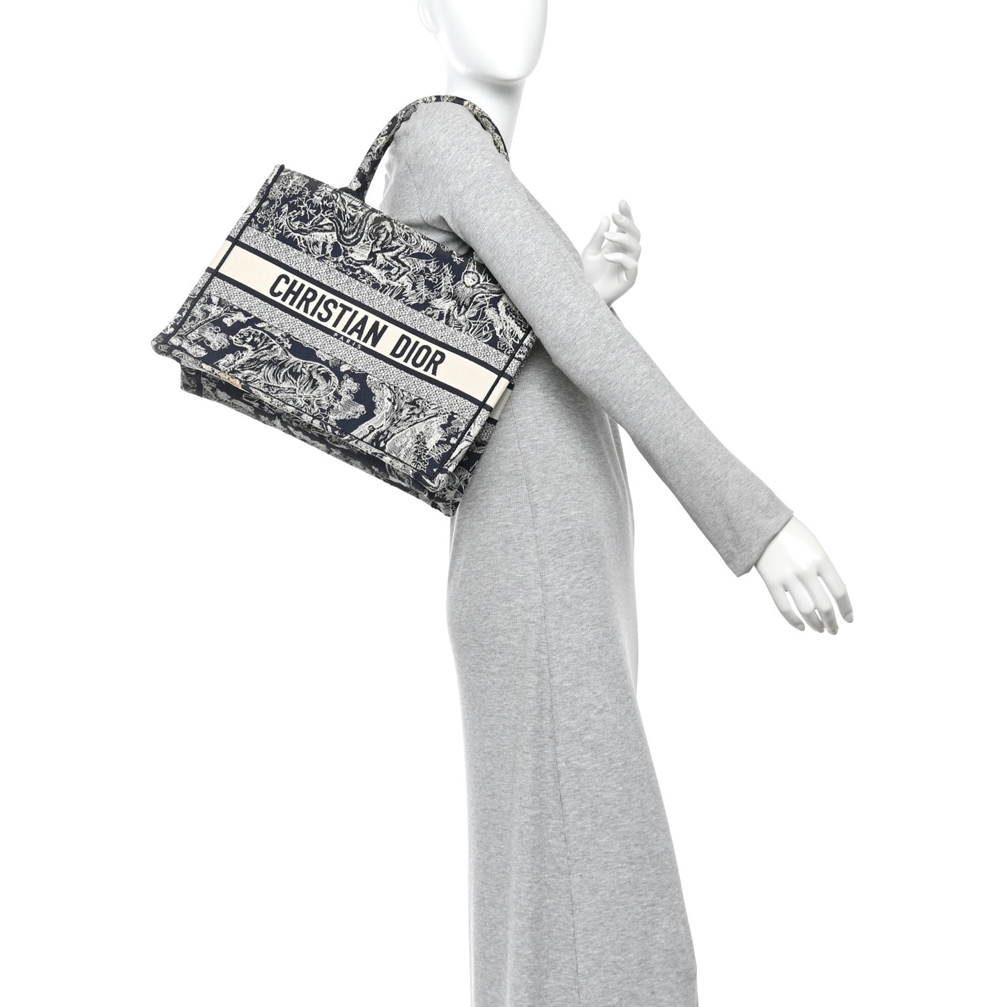 Canvas Embroidered Medium Dioriviera Toile De Jouy Reverse Book Tote Blue