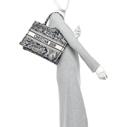 Christian Dior Canvas Embroidered Medium Dioriviera Toile De Jouy Reverse Book Tote Blue 2 of 15