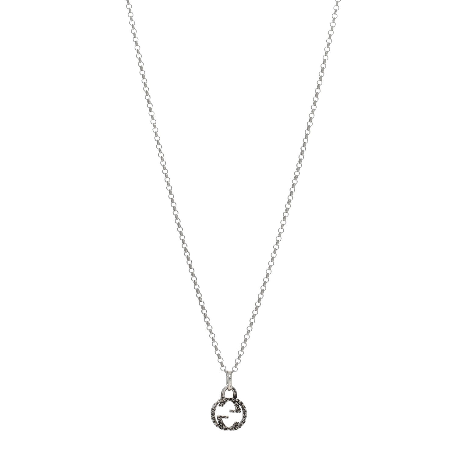 Gucci Sterling Silver Small Interlocking G Pendant Necklace 1 of 4