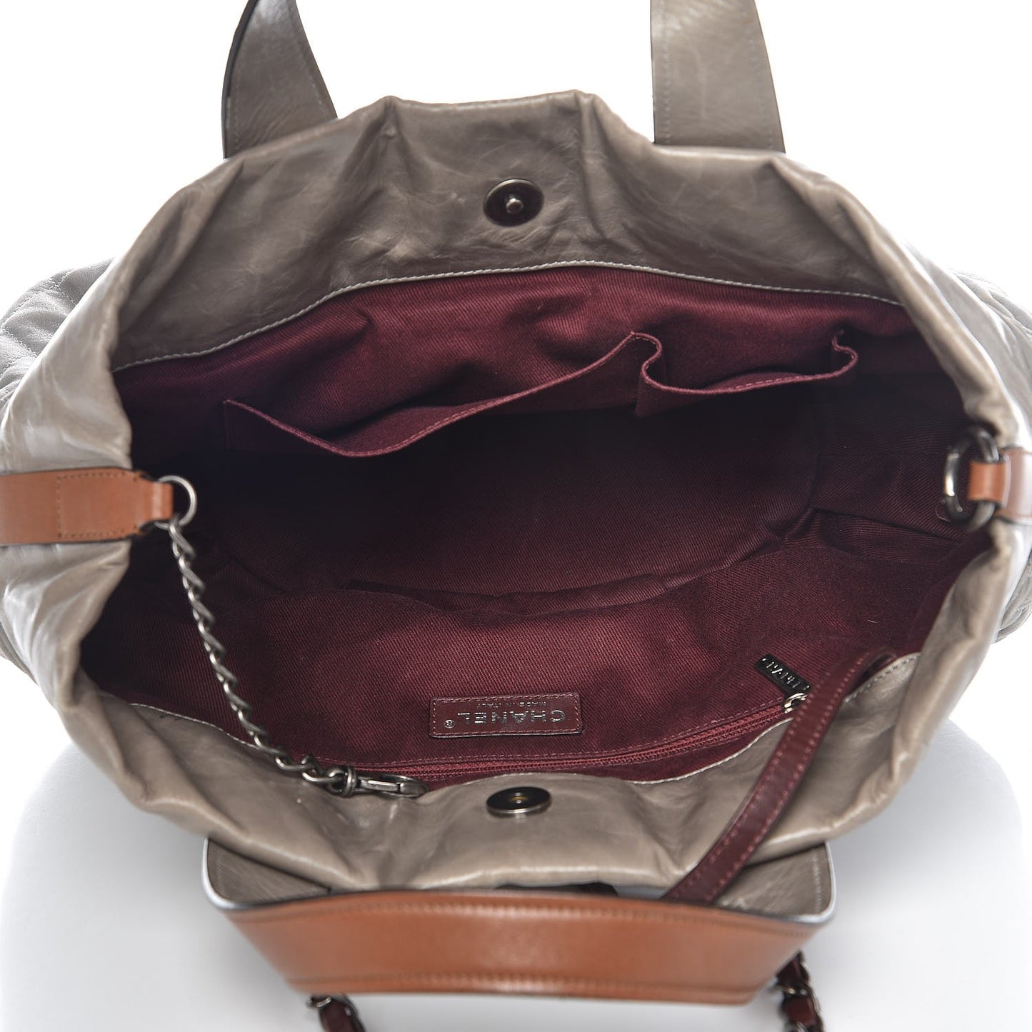 Iridescent Calfskin Quilted Small In The Mix Tote Grey