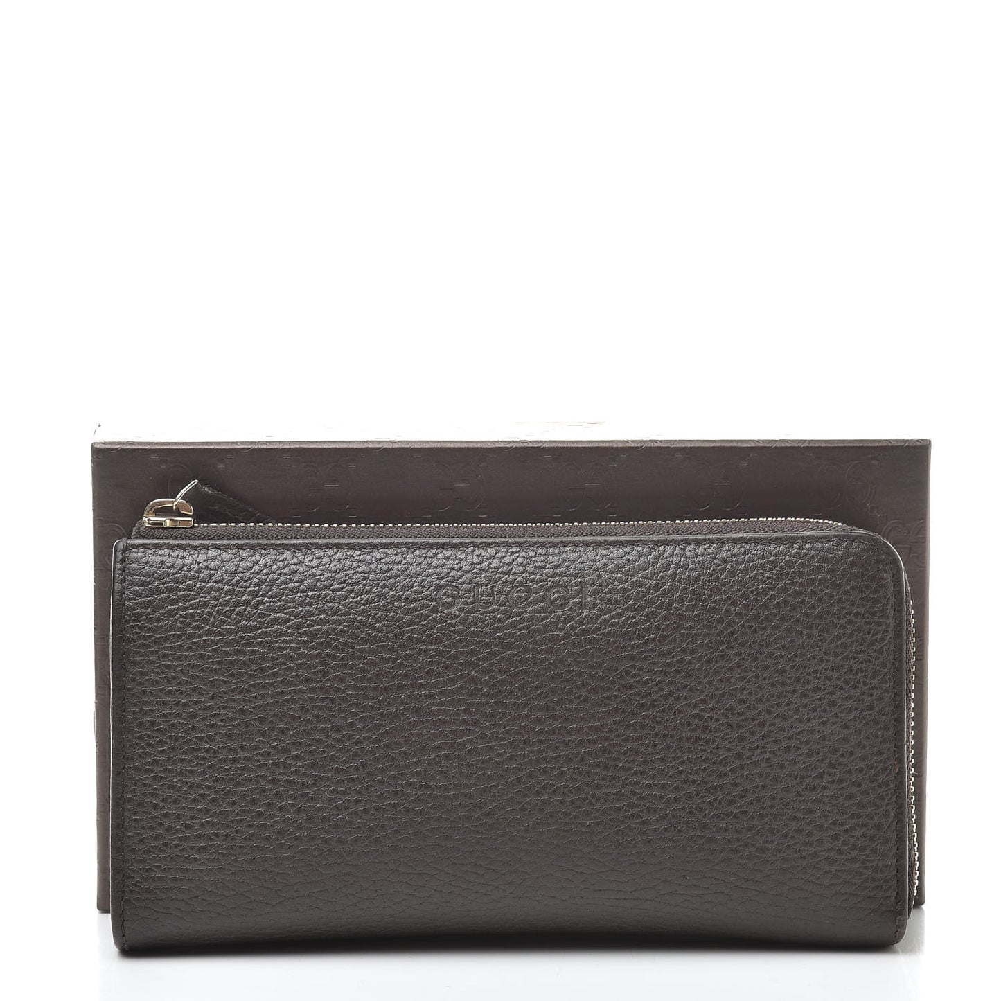 Pebbled Calfskin Donna Long Wallet Grey Field