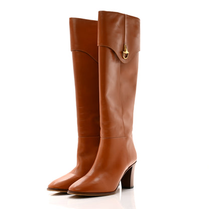 Gucci Calfskin Half Horsebit Tall Boots 40 Cognac 3 of 11