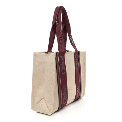 Chloe Cotton Calfskin Medium Woody Ribbon Tote Burgundy 3 of 8