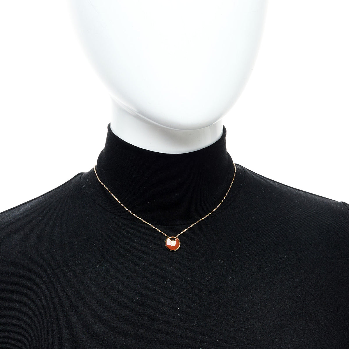 18K Pink Gold Diamond Carnelian XS Amulette de Cartier Pendant Necklace