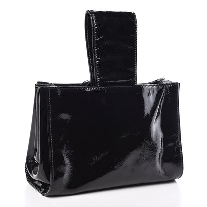 Chanel Patent Mademoiselle Lock Convertible Wrist Clutch Bag Black 4 of 11