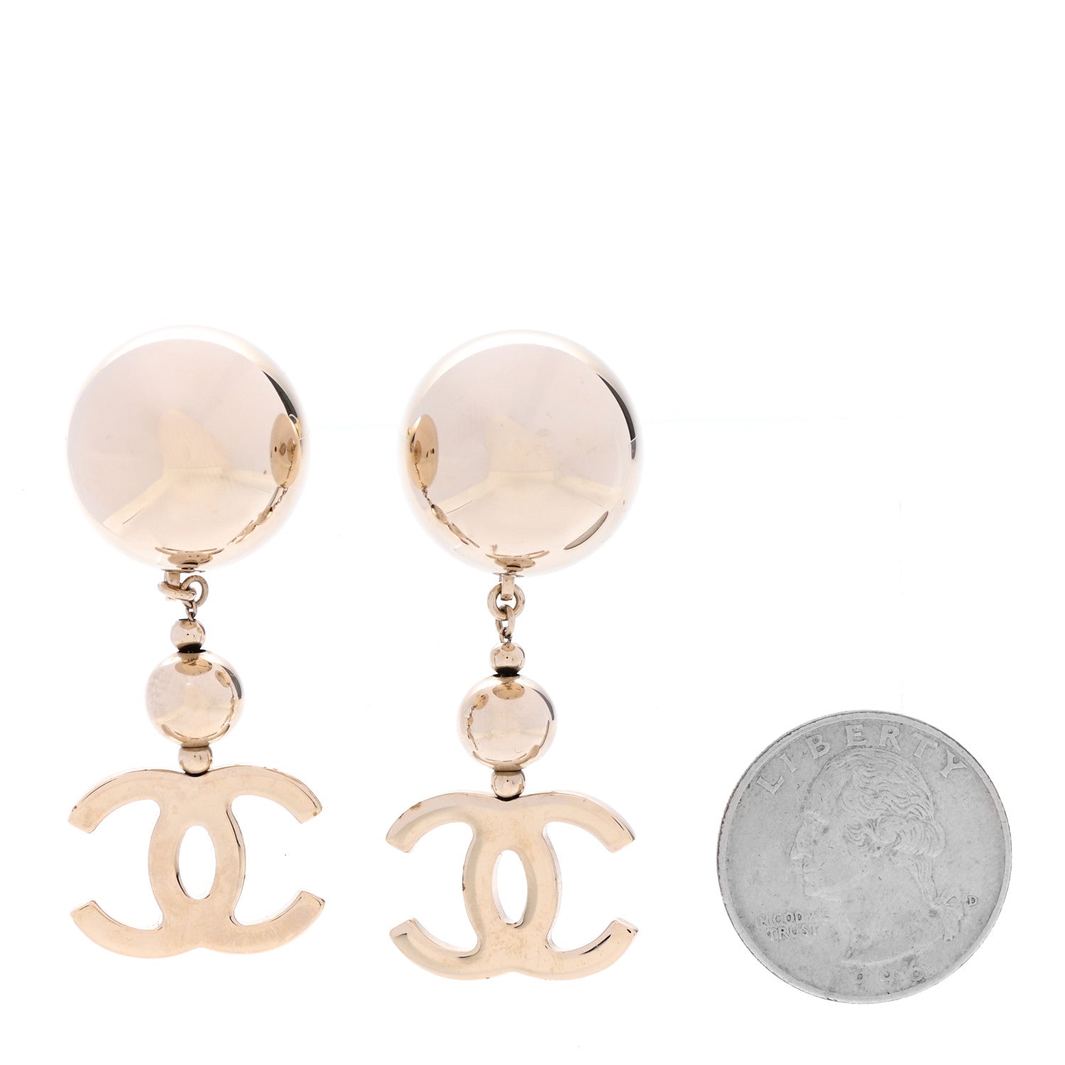 Chanel Metal CC Drop Earrings Gold 2 of 4