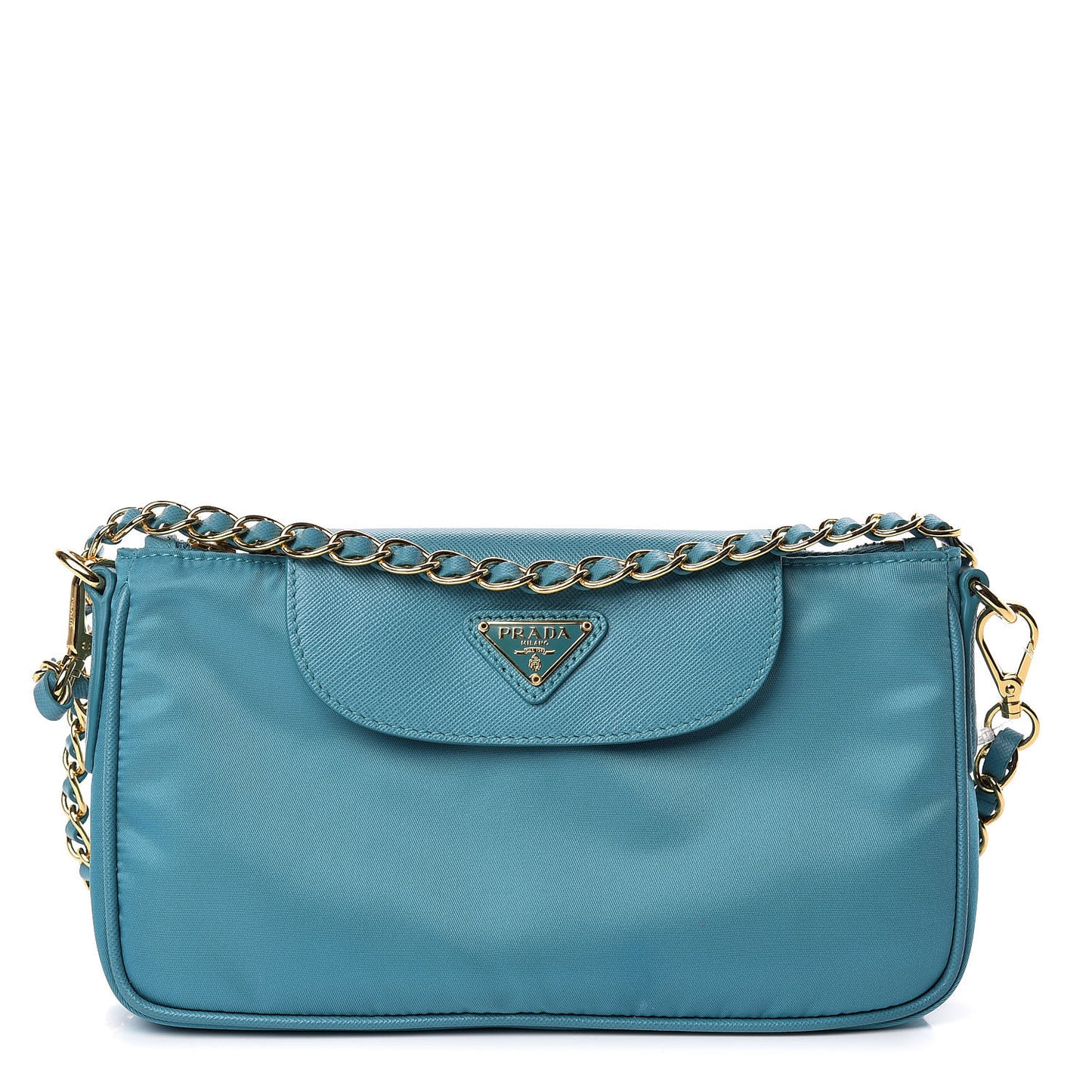 Tessuto Nylon Saffiano Crossbody Bag Turchese