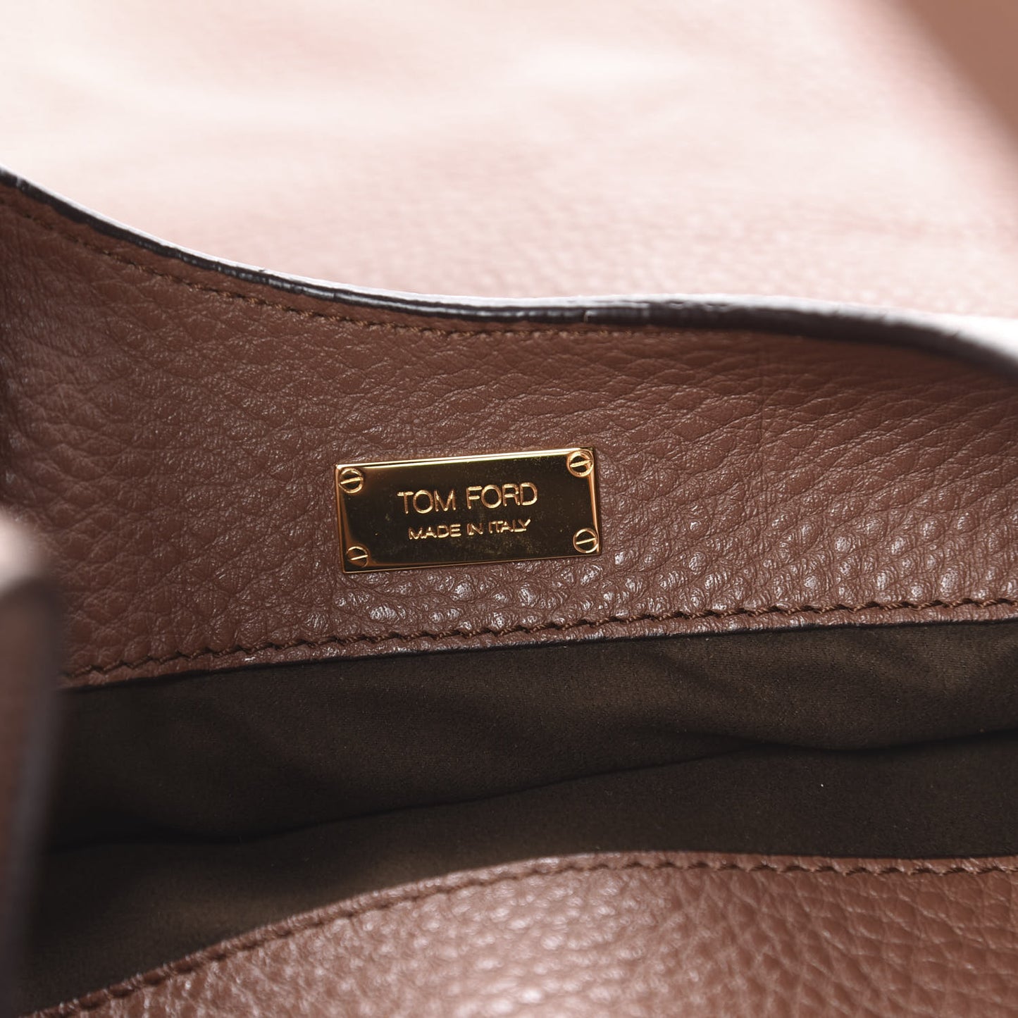 Calfskin Large Alix Padlock Zip Shoulder Bag Brown