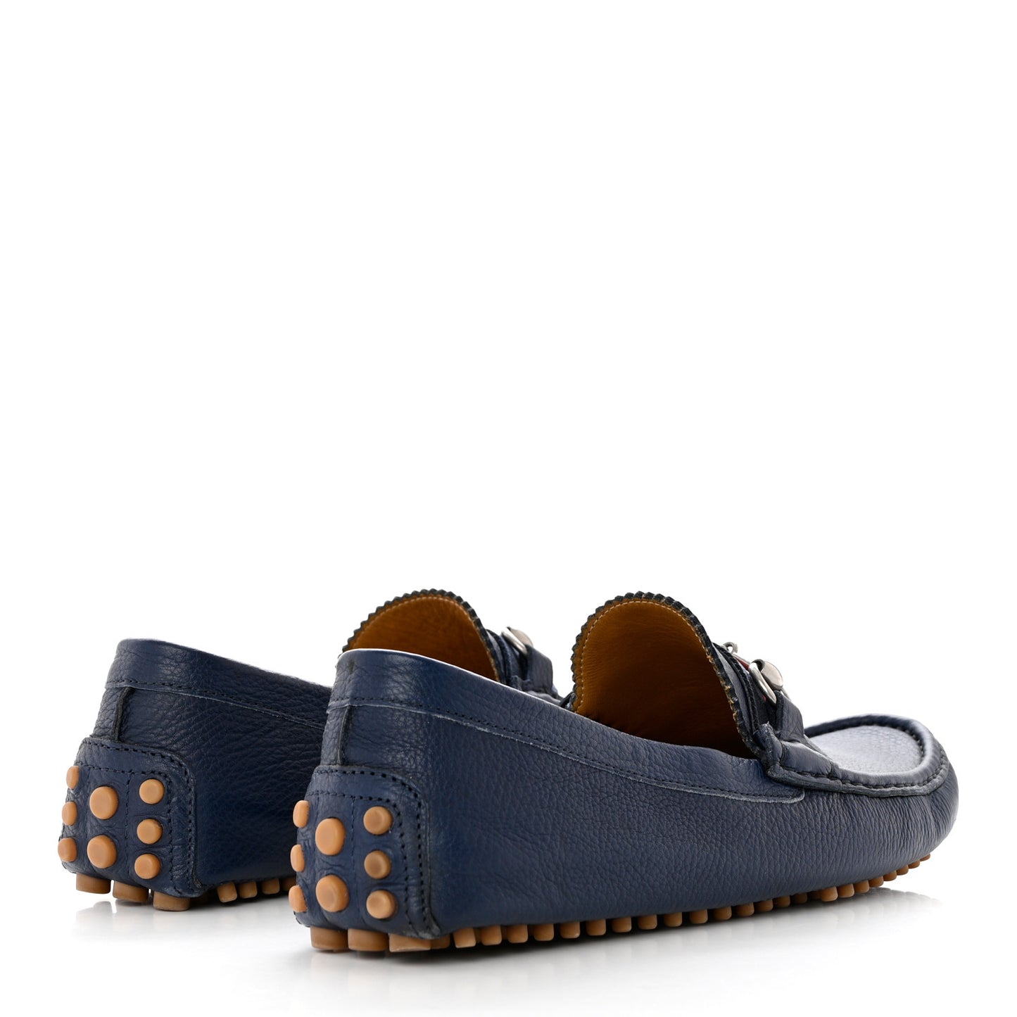 Road Calfskin Web Mens Horsebit Driver Loafers 9.5 Maritime