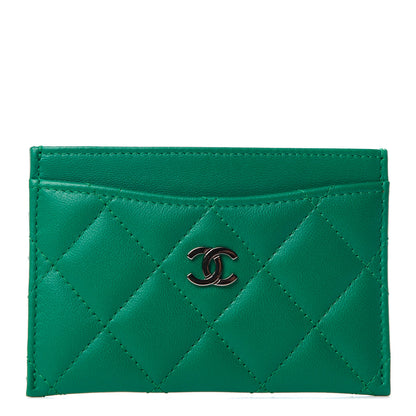 Chanel Lambskin Quilted Card Holder Green 1 of 9