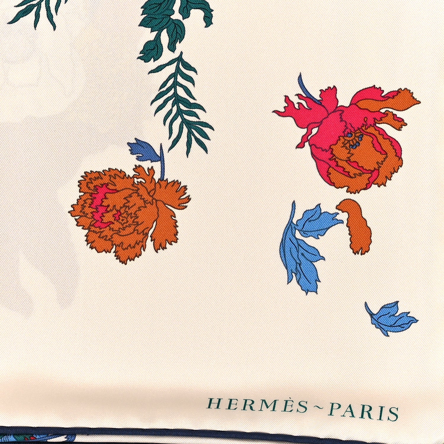 Hermes Silk Robe Legere Scarf 90 Creme Bleu Multicolor 2 of 4