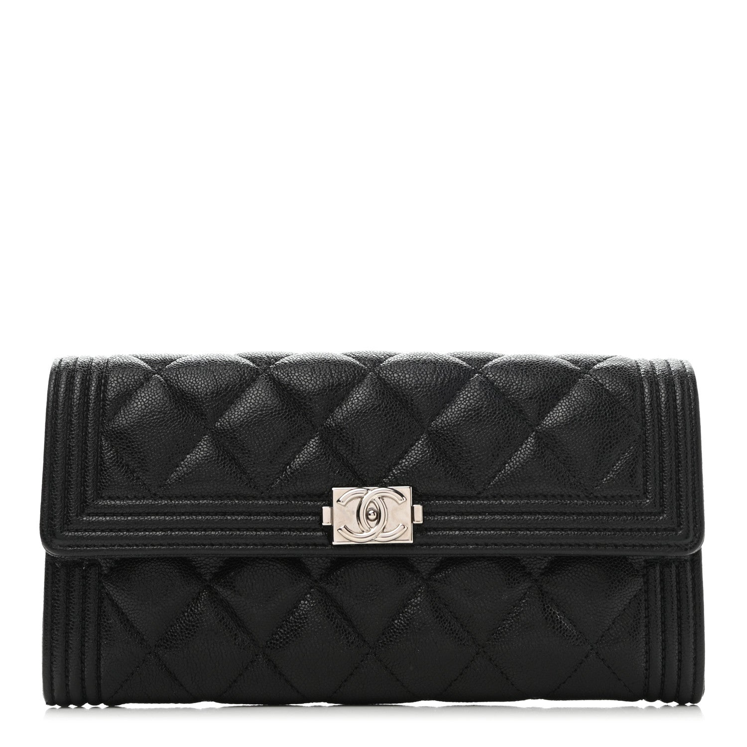 Chanel Caviar Quilted Long Boy Flap Wallet Black 1 of 9