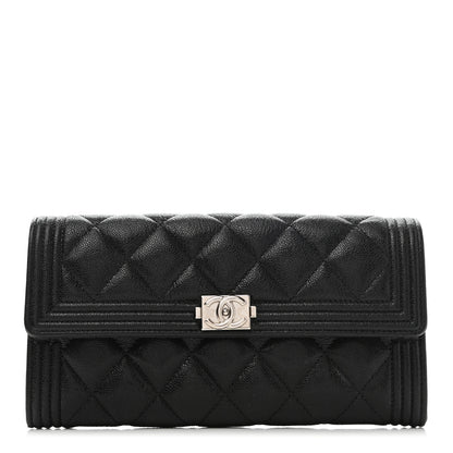 Chanel Caviar Quilted Long Boy Flap Wallet Black 1 of 9