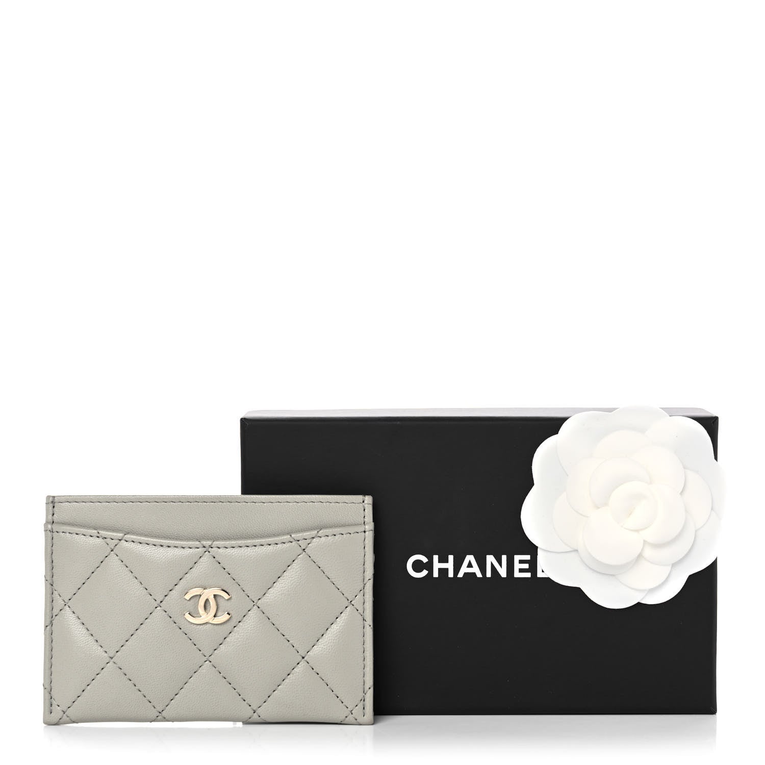 Chanel Lambskin Quilted Card Holder Grey 10 of 10
