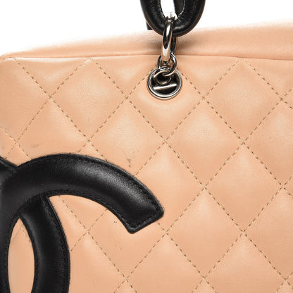 Chanel Calfskin Quilted Large Cambon Bowler Beige Black 8 of 17