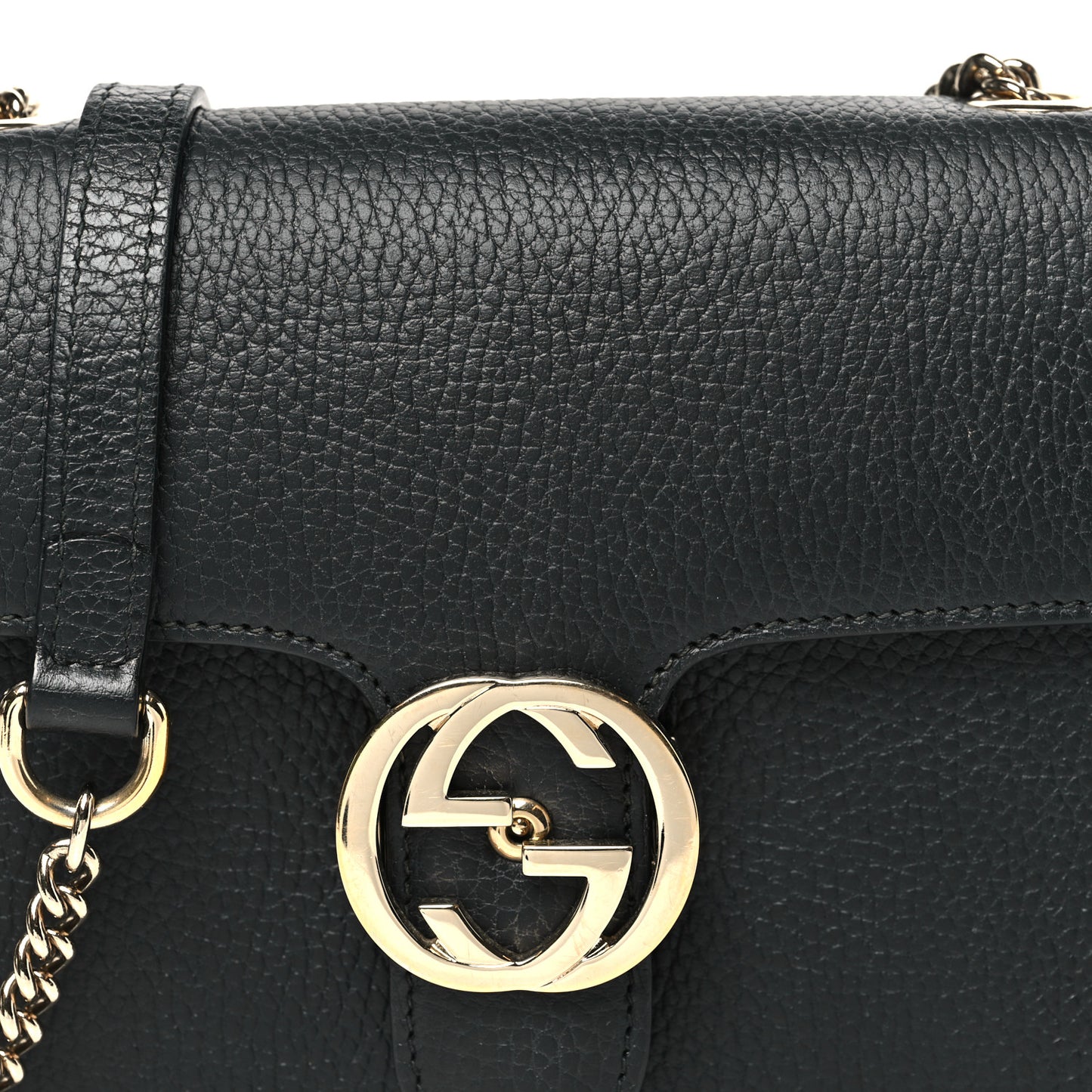 Dollar Calfskin Small Interlocking G Shoulder Bag Black