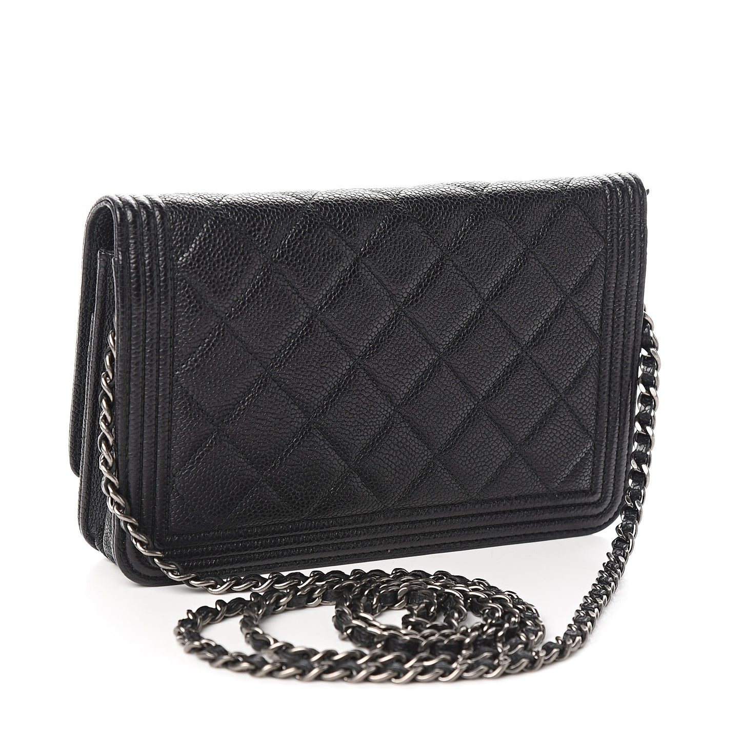 Caviar Quilted Boy Wallet On Chain WOC Black