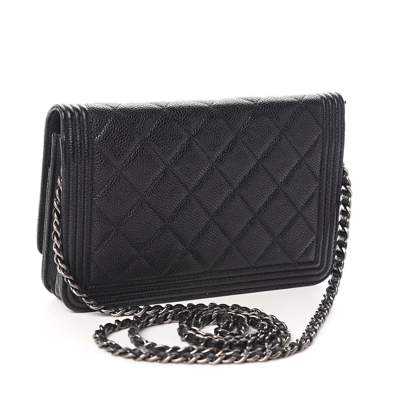 Chanel Caviar Quilted Boy Wallet On Chain WOC Black 2 of 10