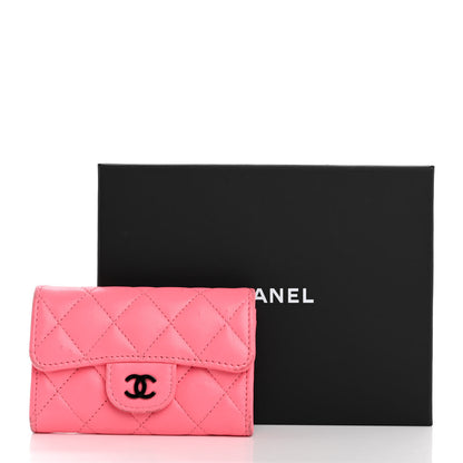 Chanel Lambskin Quilted Flap Card Holder Wallet Pink 16 of 16