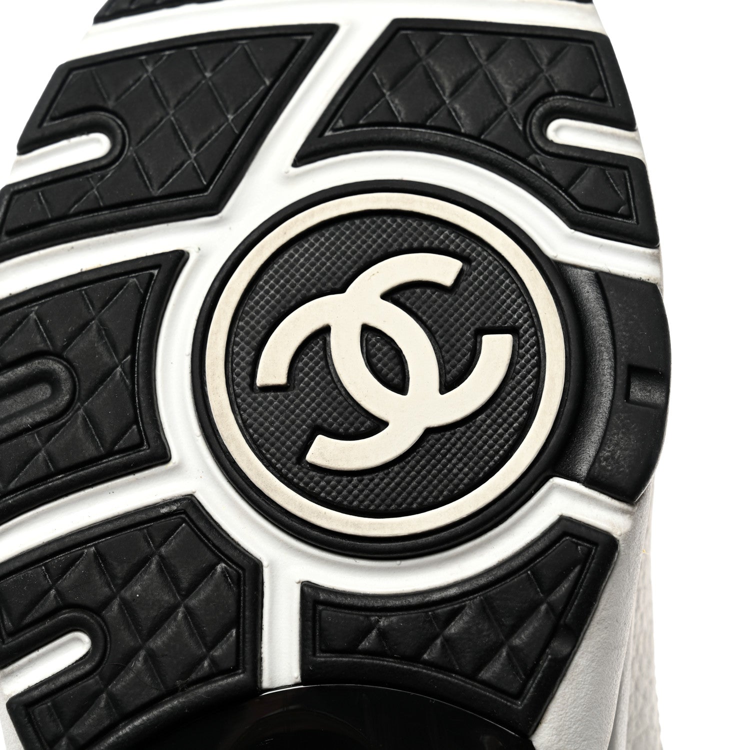 Chanel Mesh Suede Calfskin Grained Calfskin Womens CC Sneakers 40.5 White Black 8 of 12
